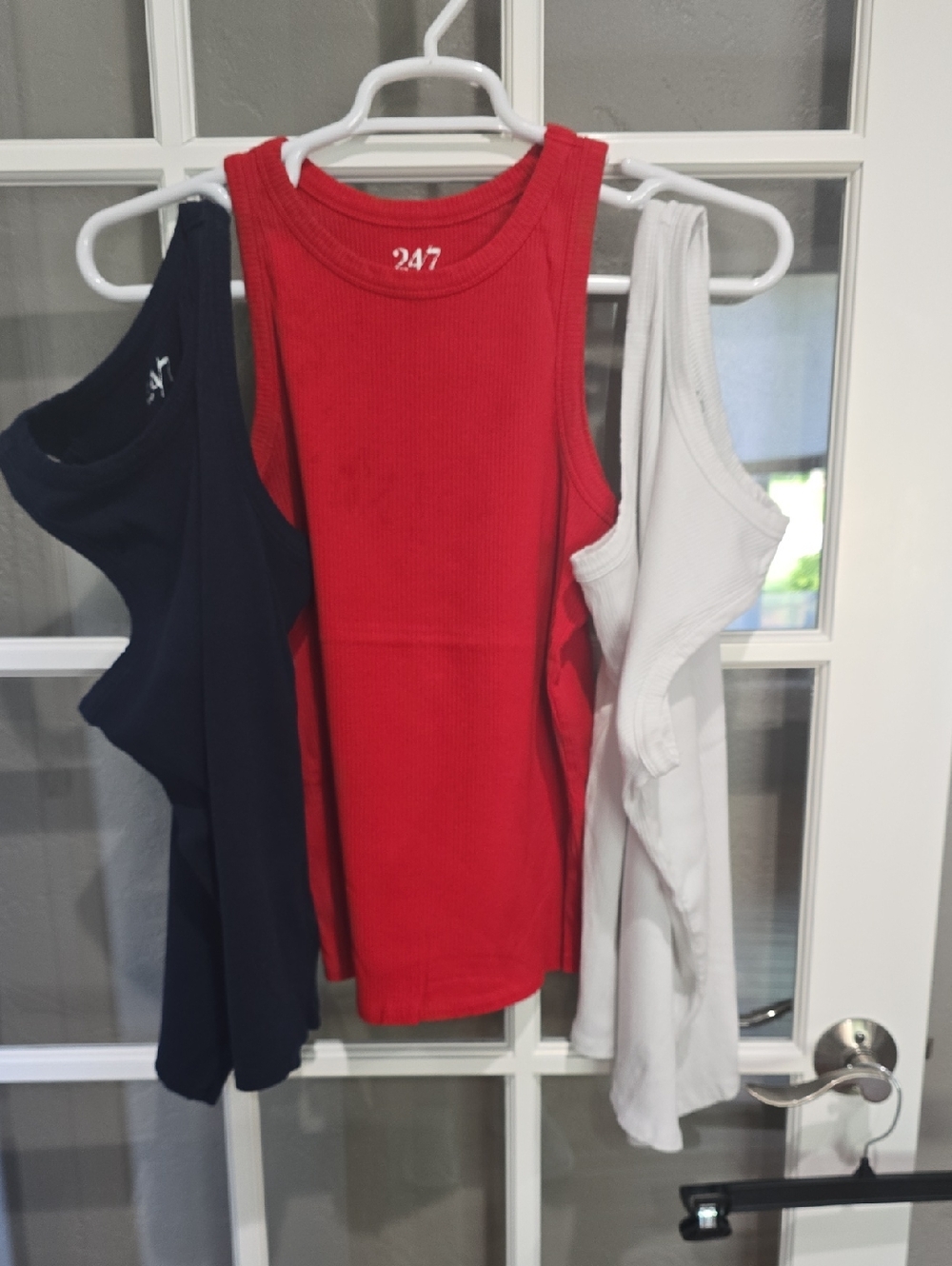 24/7 Maurices Ribbed Tank Top Trio - Red, Navy & White